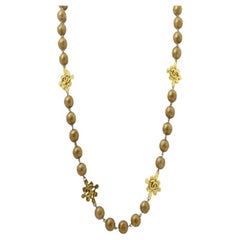 Chanel Gold-tone Beads CC Logo Necklace