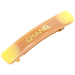 Chanel Gold Tone Beige Barrette Hair Clip