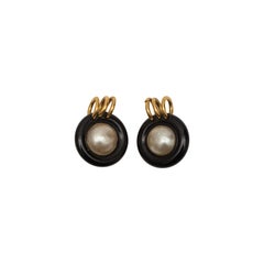 Chanel Gold-Tone & Black 1980s Clip-On Earrings