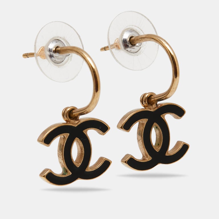 CHANEL 2019 Métiers d'Art Egyptian Nile CC Drop Earrings Black Enamel –  Boutique Patina