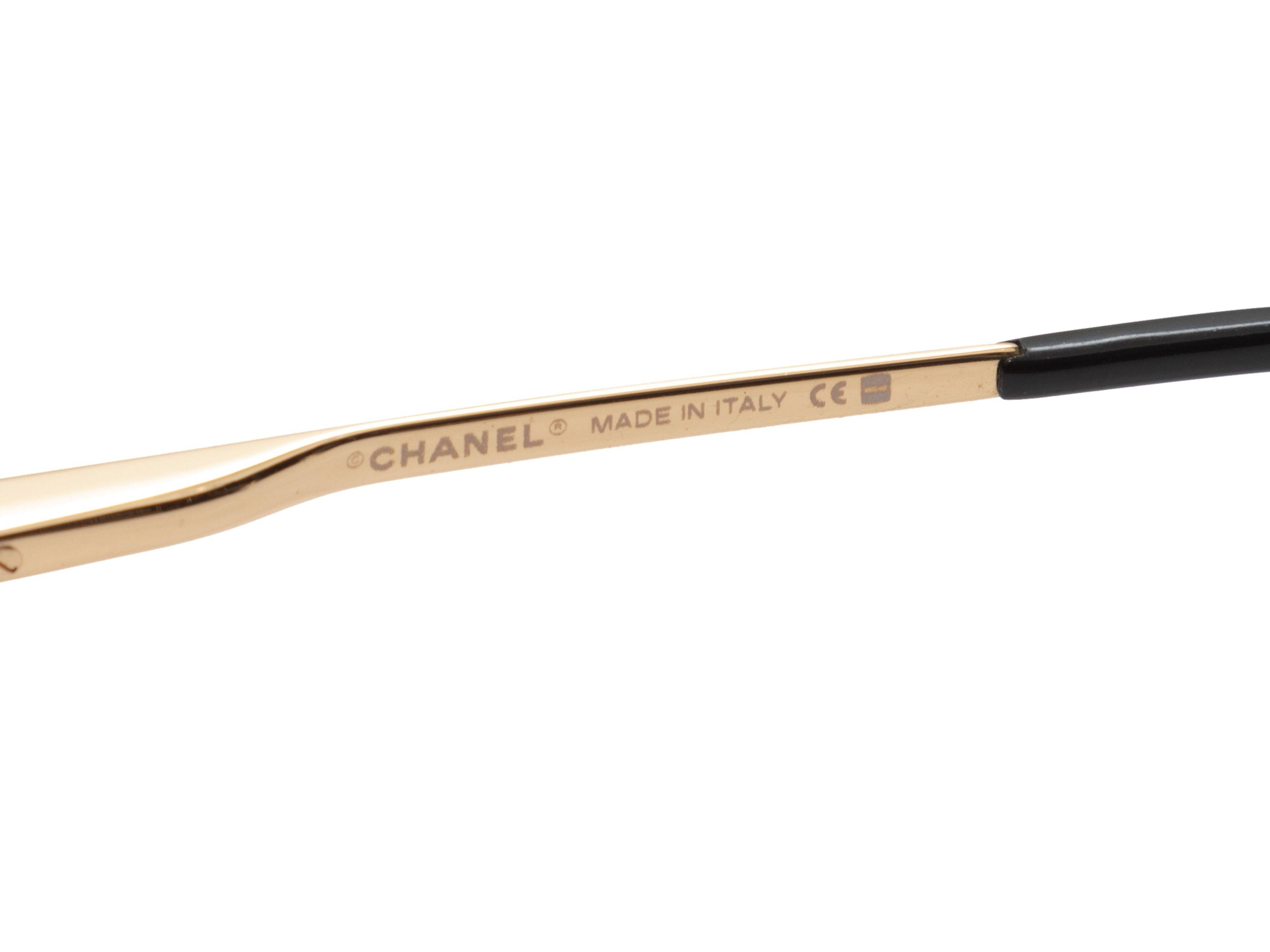 Chanel Gold-Tone Camellia Rectangular Sunglasses 2