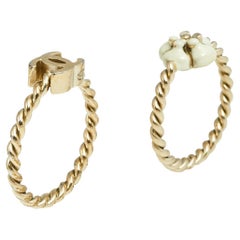 Chanel Gold Tone CC & Camellia Set of Two Rings Size EU 52