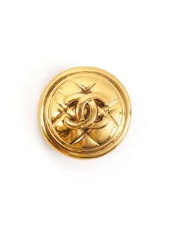 Chanel Gold Tone CC diamond-quilted clip-on earrings