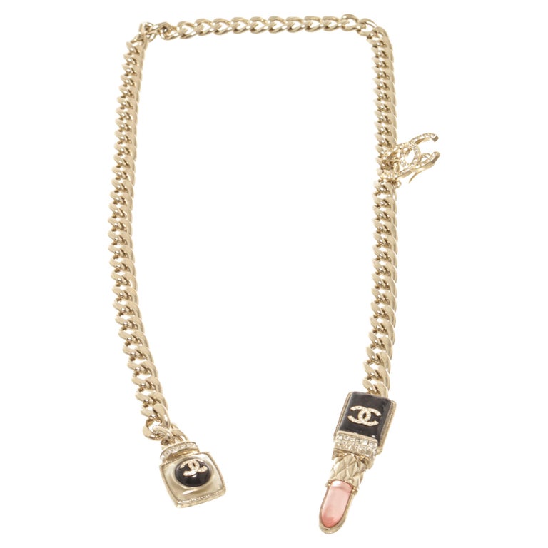 Chanel Goldtone CC Lipstick Chain For Sale at 1stDibs