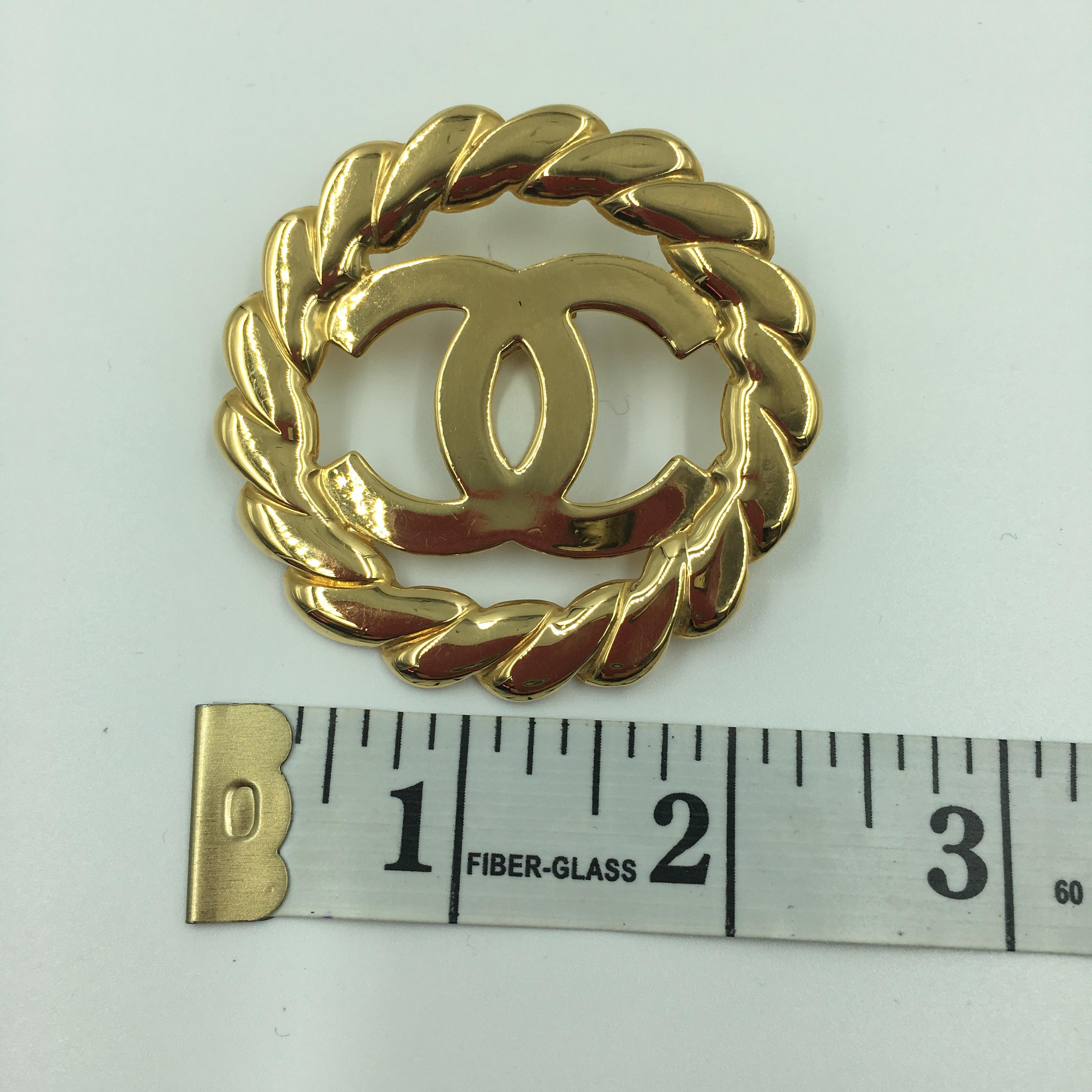 Chanel Gold Tone CC Logo/Chain Statement Clip On Earrings 1