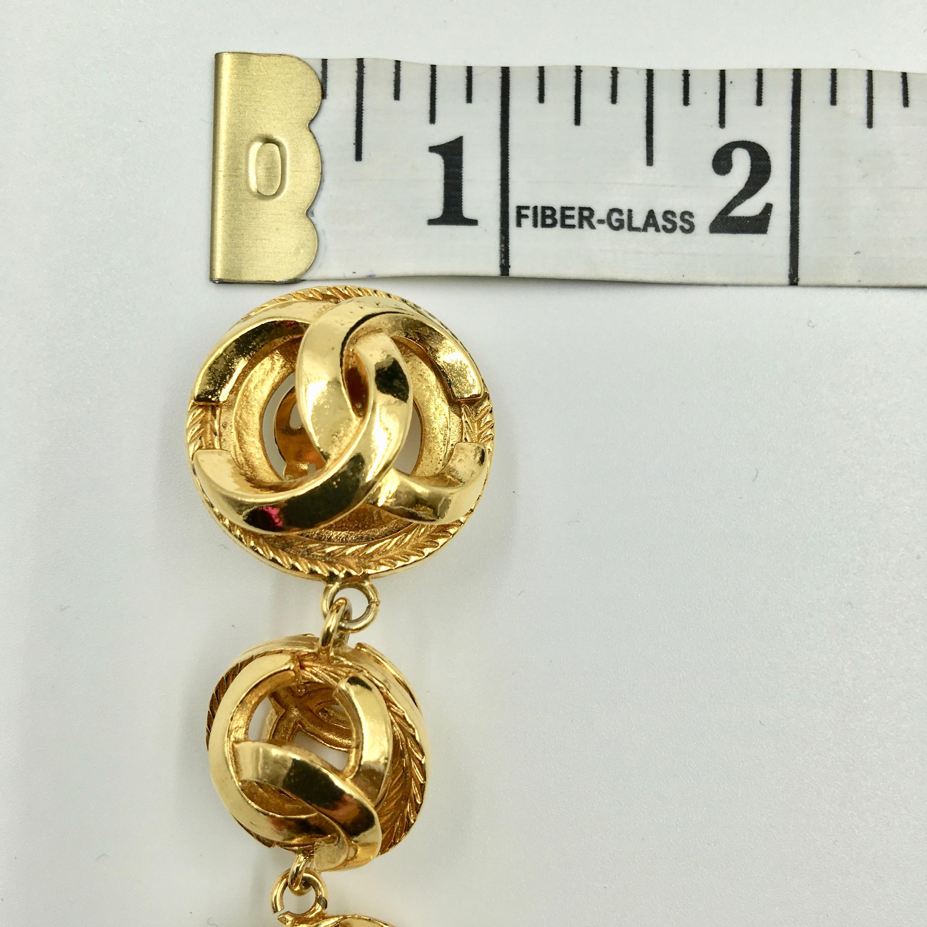 Chanel Gold Tone CC Logo Drop Clip On Earrings 3