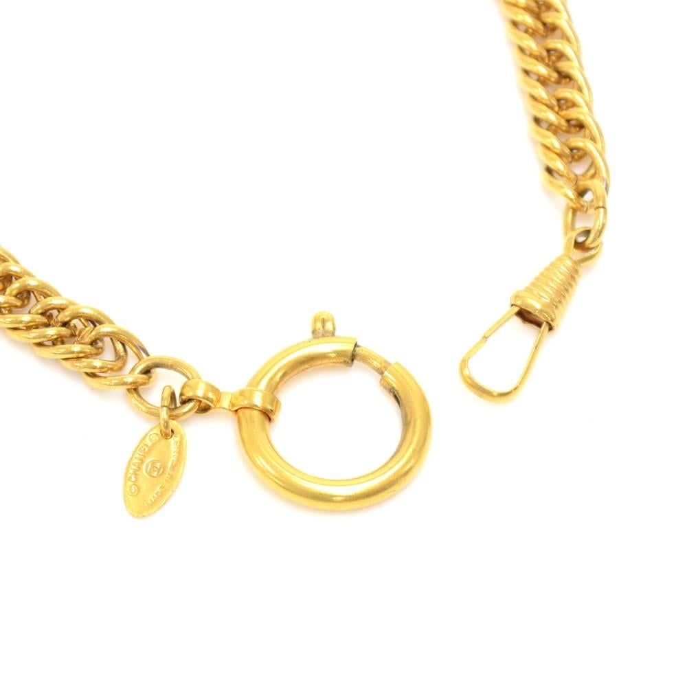 Women's Chanel Gold Tone CC Logo Heart Shaped Chain Necklace 