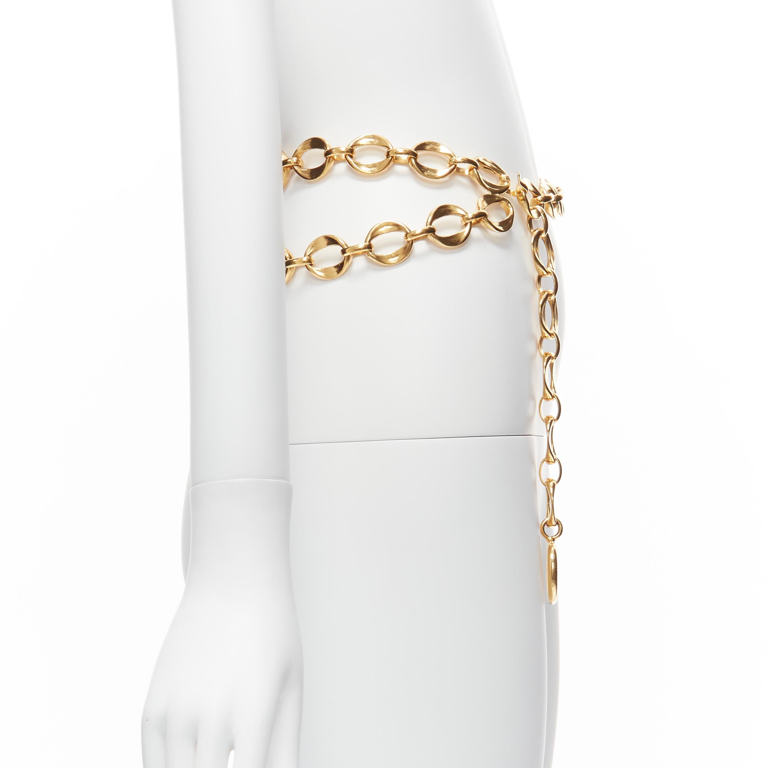 CHANEL gold tone CC logo medallion coin chunky double chain drop belt In Excellent Condition In Hong Kong, NT