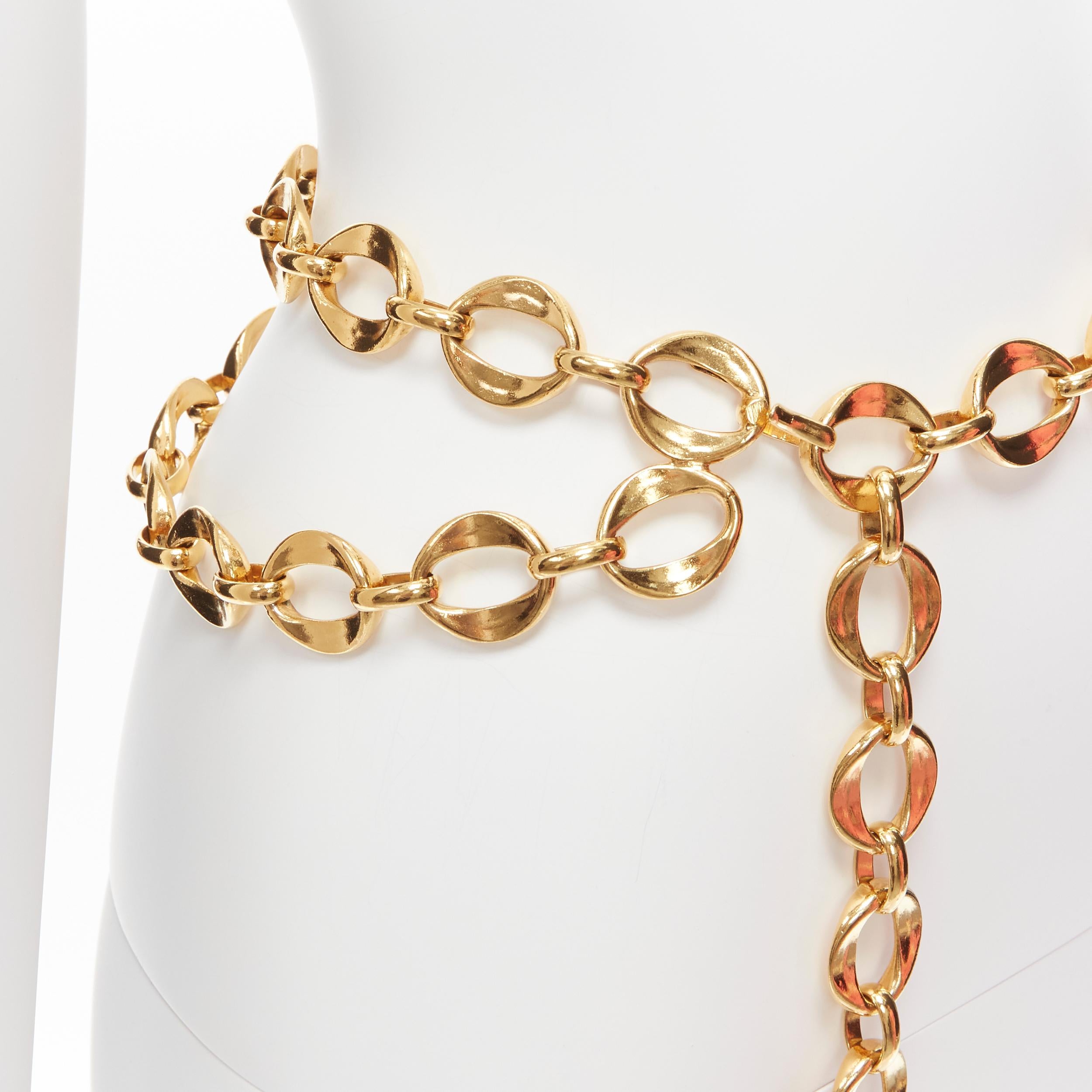 CHANEL gold tone CC logo medallion coin chunky double chain drop belt 3