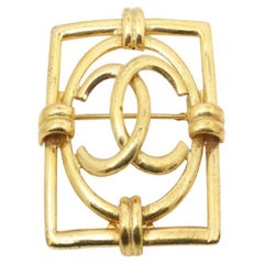 Chanel Gold-tone CC Square Brooch