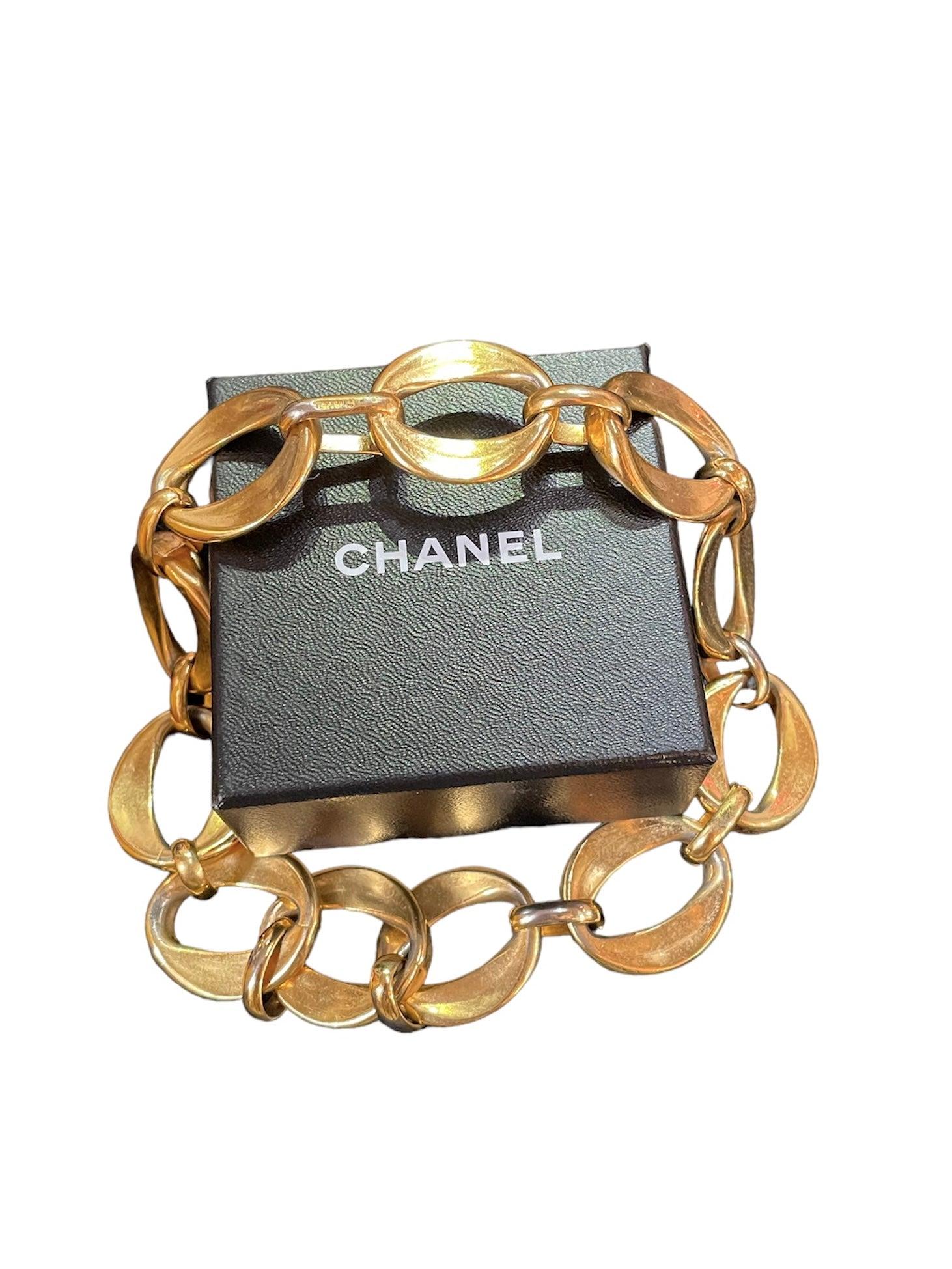 Chanel - Collier ras du cou à gros maillons en or, années 1980 Unisexe en vente