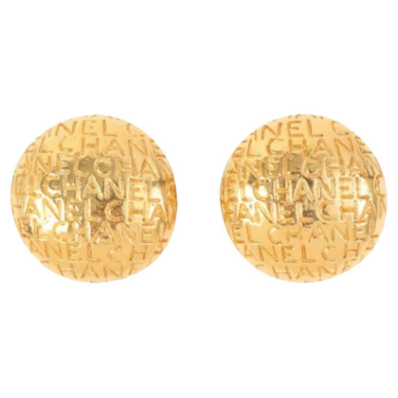  Chanel Gold Tone Clip On Earrings