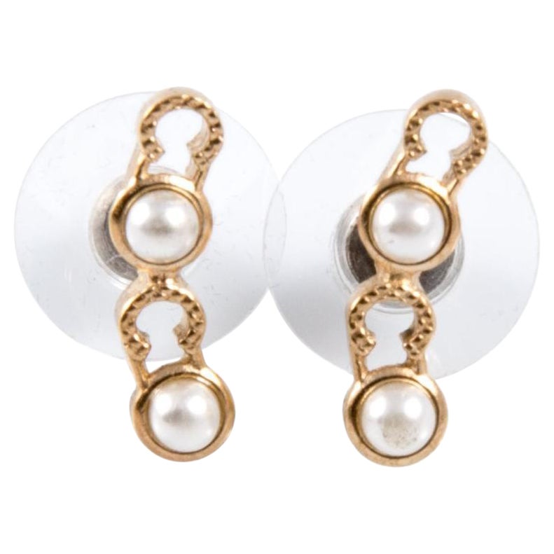 Chanel Gold Tone Coco Earrings For Sale