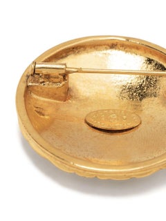 Chanel Gold Tone Diamond Quilted  Brooch