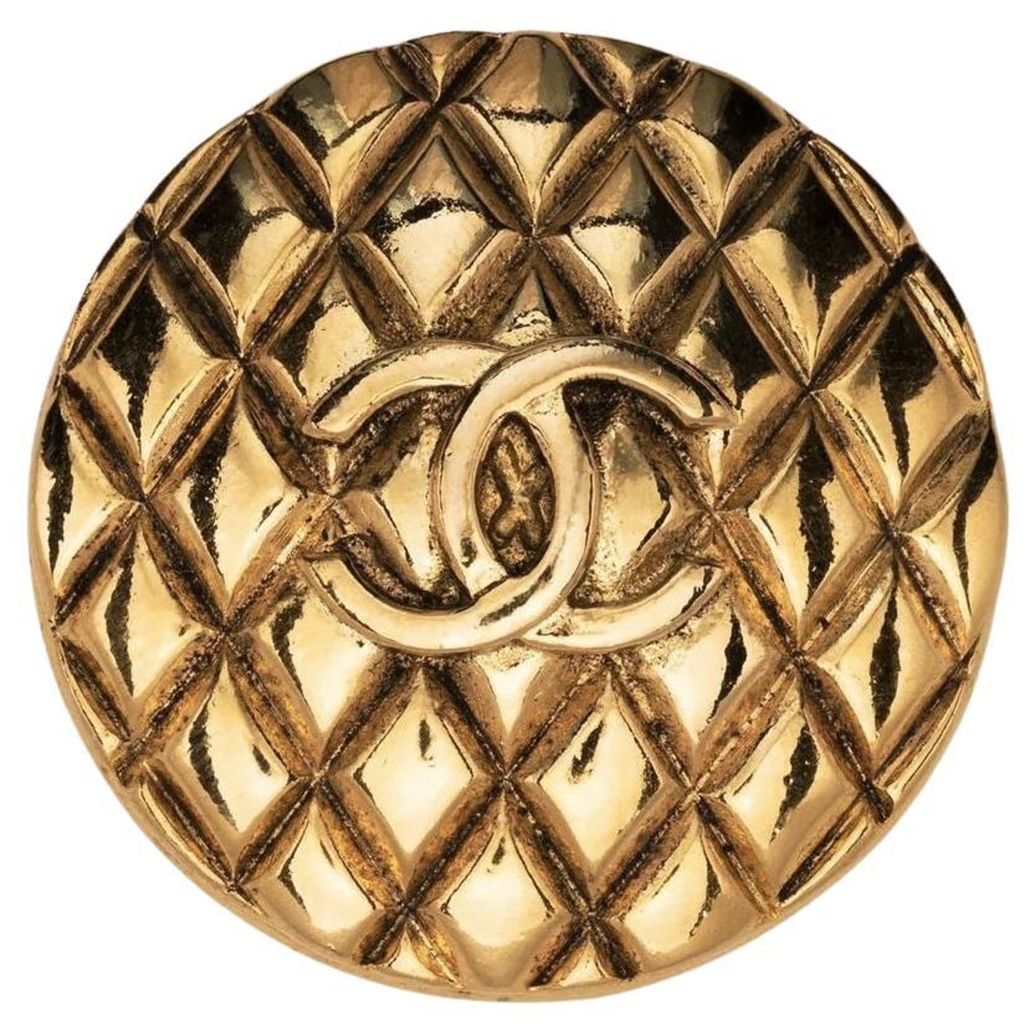 Chanel Gold Tone and Pink Brooch For Sale at 1stDibs