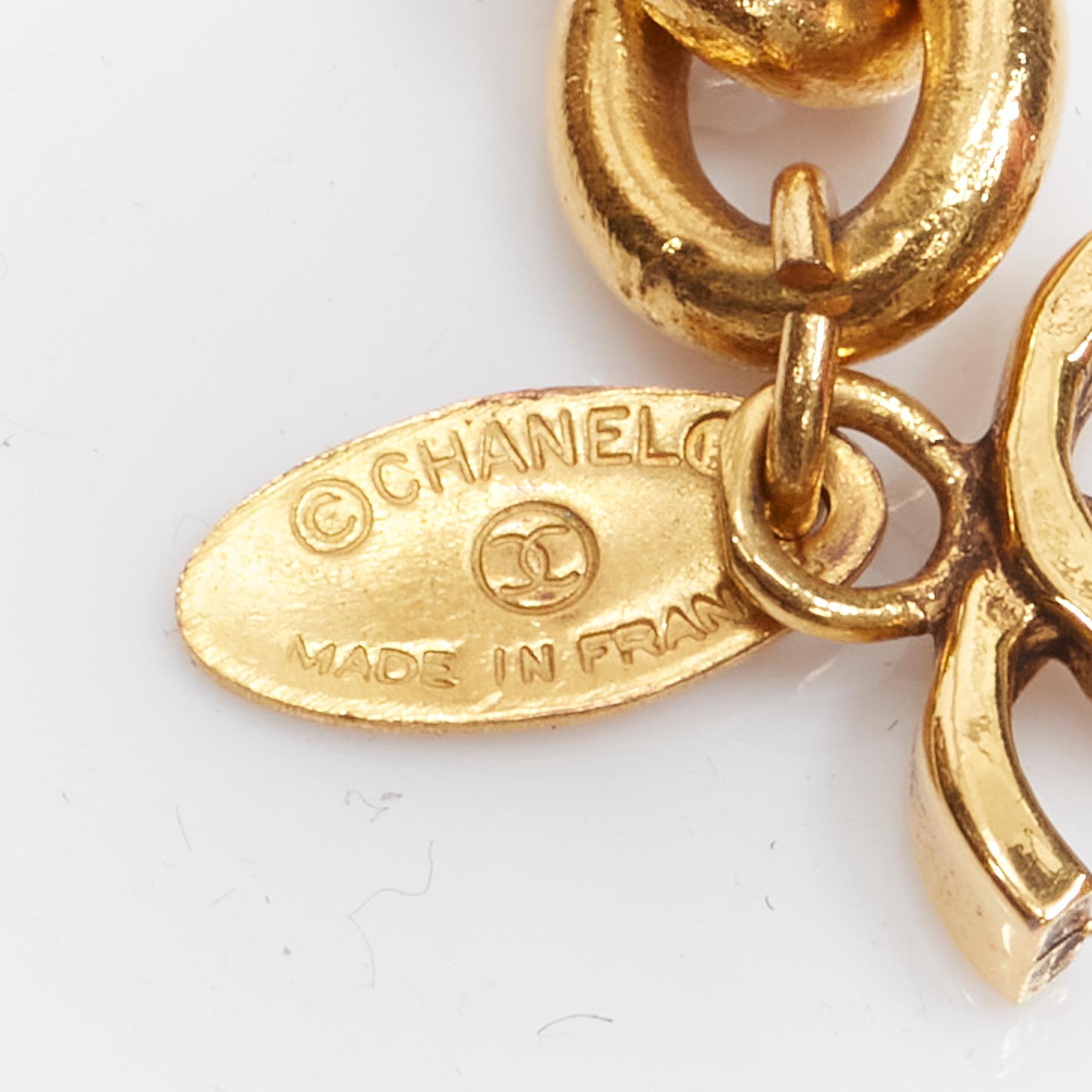 CHANEL gold tone double textured CC interlock logo triple chain belt 4