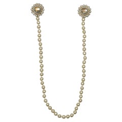 Chanel Gold-Tone Faux Pearl CC Double Brooch 