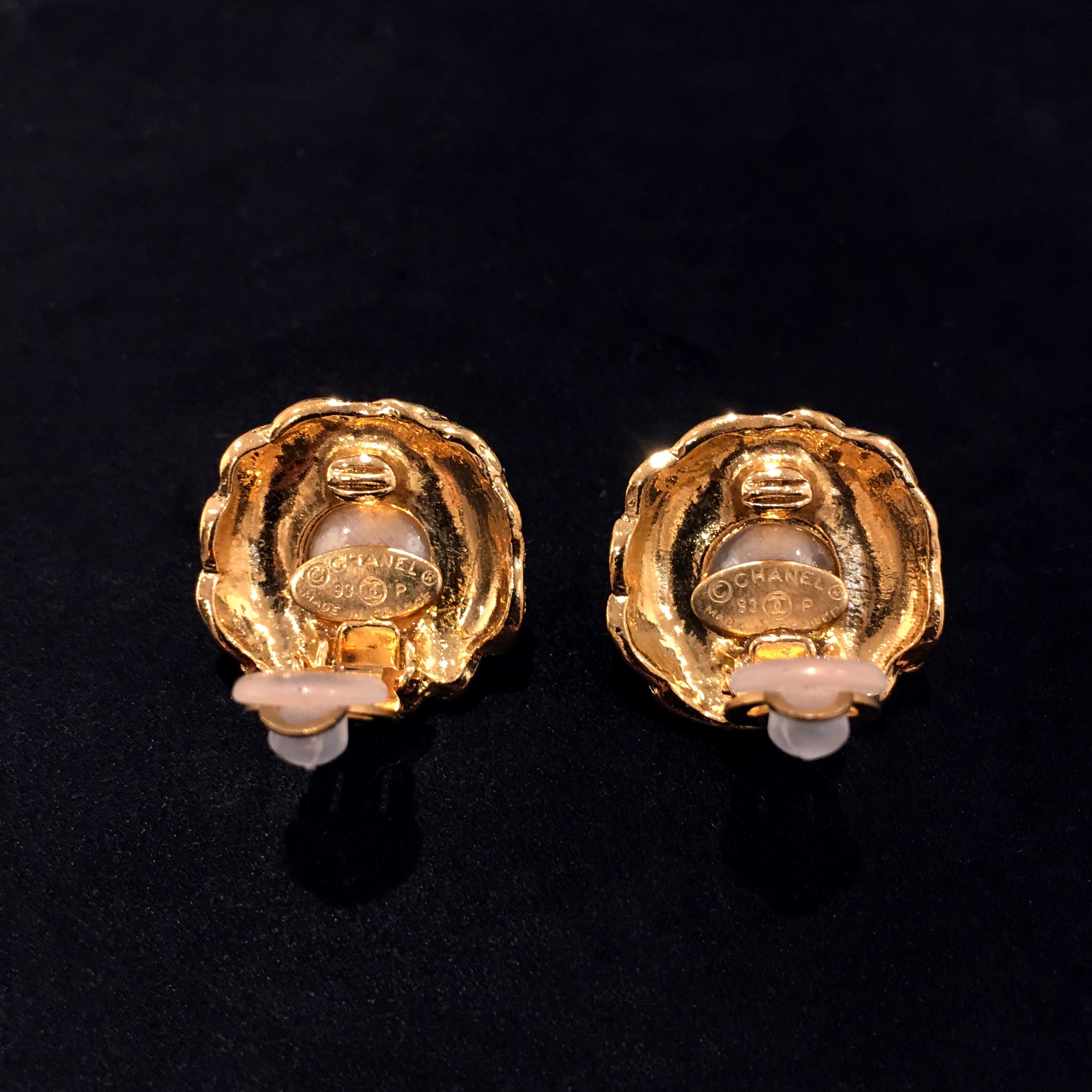 chanel faux pearl earrings