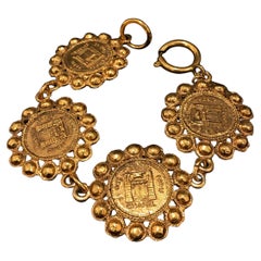 Vintage Chanel Gold Tone Gold Plated 31 Rue Cambon Paris Pendants Bracelet, 1994