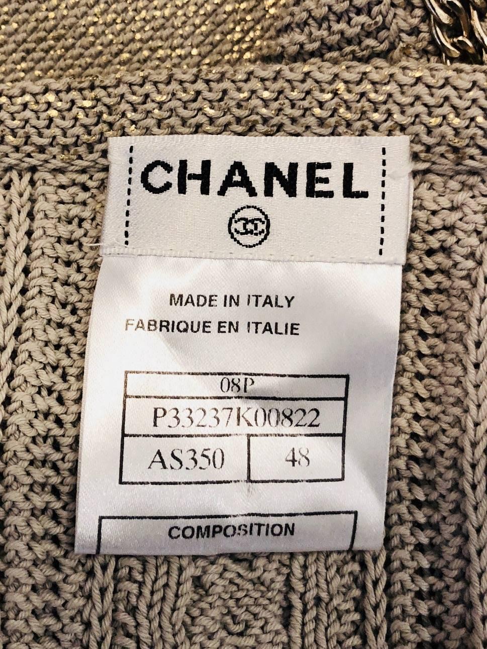 Chanel Gold Tone Knitted Cotton Blend Chain Vest or Top  1