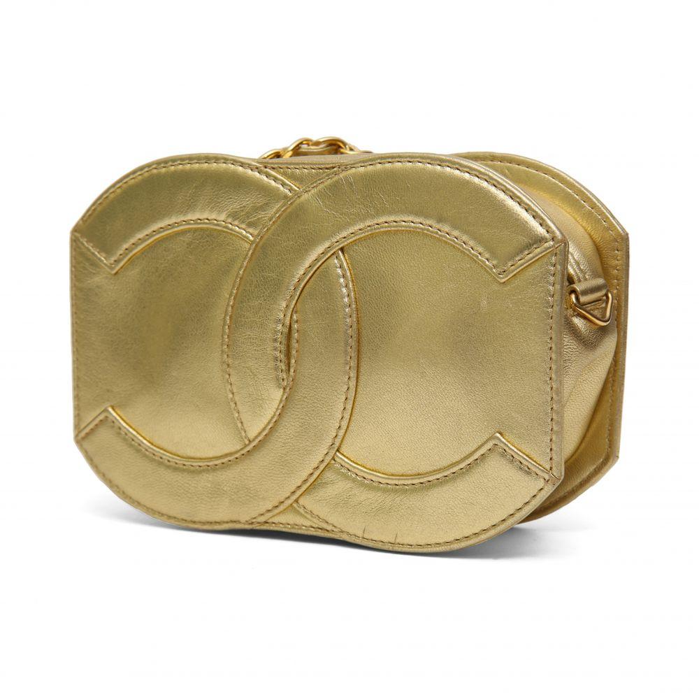 Chanel gold tone leather shoulder bag  6