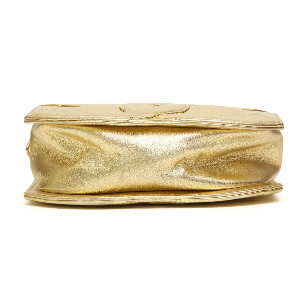 Women's Chanel gold tone leather shoulder bag 