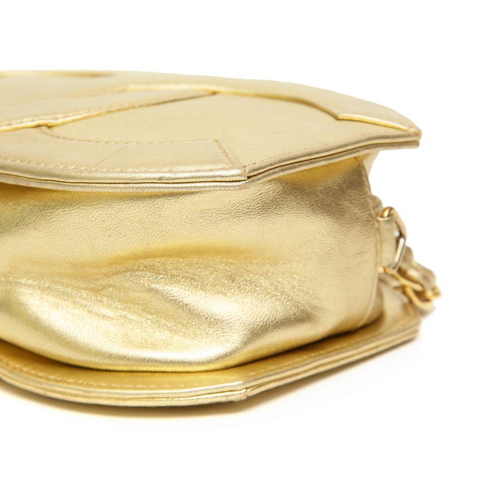 Chanel gold tone leather shoulder bag  4