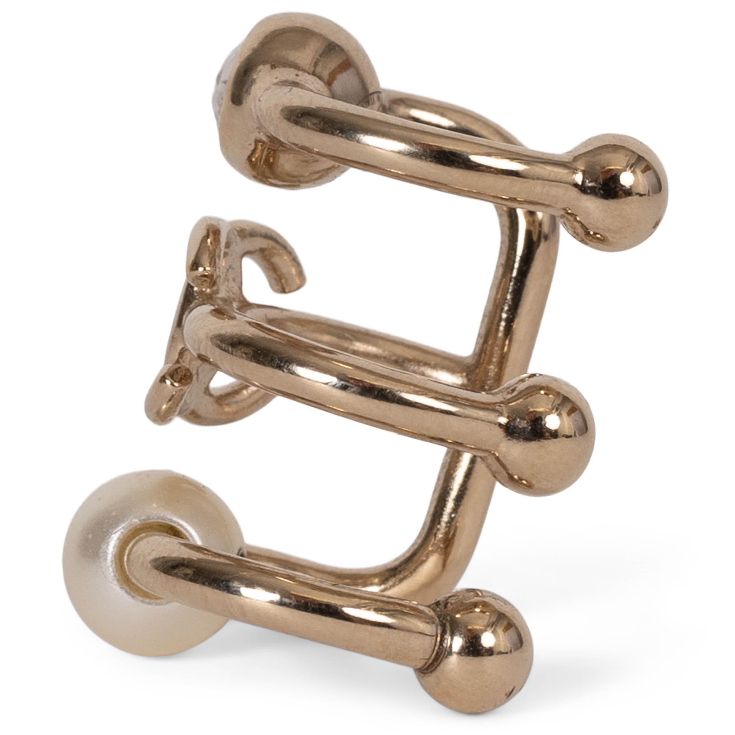 Women's CHANEL gold-tone metal 22C DUBAI PEARL & CRYSTAL Ear Cuff Earrings For Sale