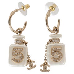 CHANEL gold-tone metal 22S NO 5 PERFUME BOTTLE Dangle Earrings