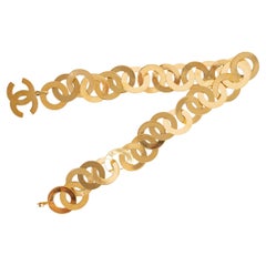 CHANEL gold-tone metal 90P PEARL TASSEL CHAIN Belt OZ