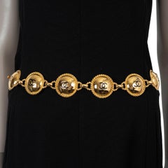 CHANEL gold-tone metal 91P CABOCHON LINK CHAIN Belt OZ