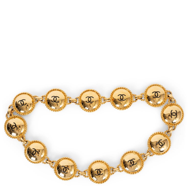Chanel — CHANEL gold-tone metal 91P CABOCHON LINK CHAIN Belt OZ