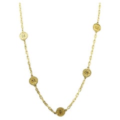 Chanel Gold-tone Metal CC Coin Charm Chain Necklace