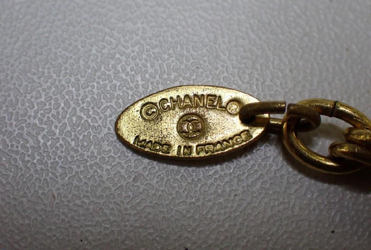 Beige Chanel Gold-tone Metal CC Diamond Shape Charm Logo Short Necklace