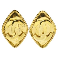 Chanel Gold-tone Metal CC Diamond Shape Clip-on Earrings