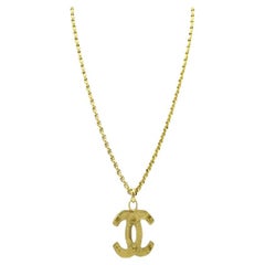 Chanel Gold-tone Metal CC Logo Pendant Necklace