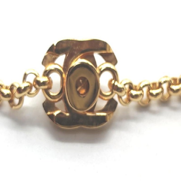 Chanel Gold-tone Metal CC Ring Pendant Turn-lock Chain Necklace For ...