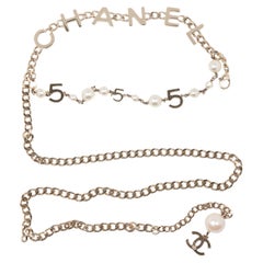 Chanel Gold Tone Metal & Faux Pearl CC Chanel Layered Belt