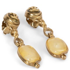 CHANEL gold-tone metal & glass 1996 GRIPOIX DROP Earrings