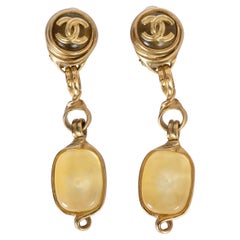 CHANEL gold-tone metal & glass 1996 GRIPOIX DROP Earrings