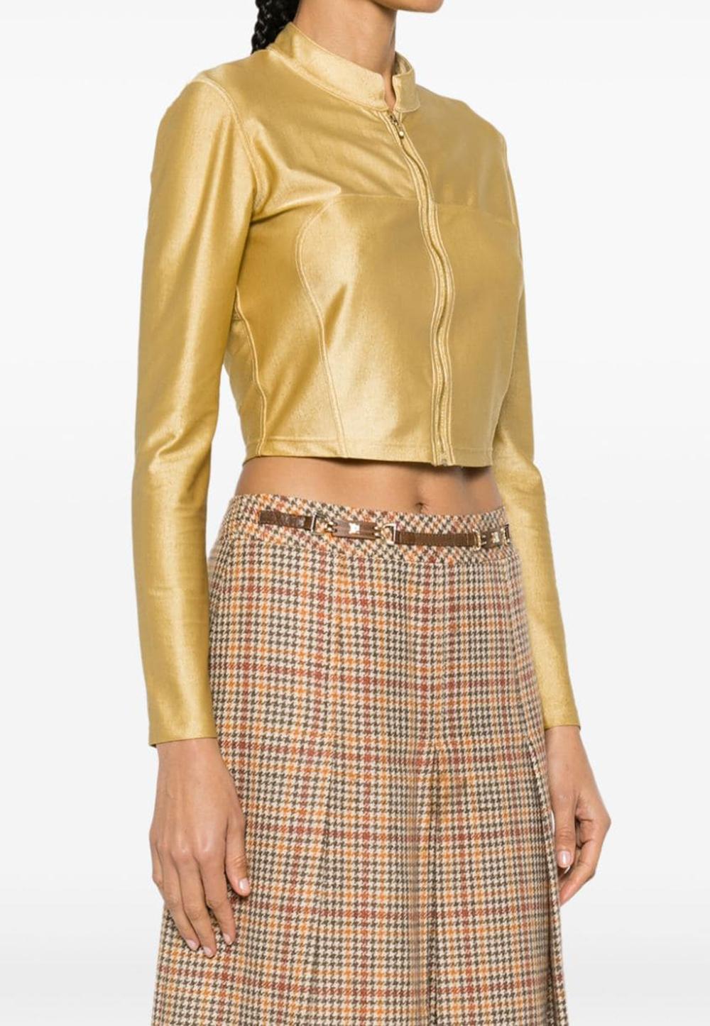 Women's  Chanel Gold-Tone Metallic Cropped Jacket For Sale