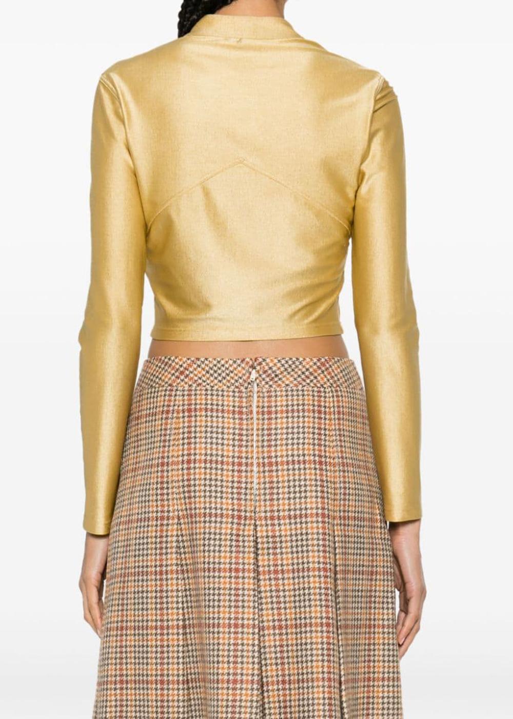  Chanel Gold-Tone Metallic Cropped Jacket For Sale 1