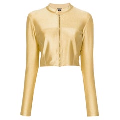  Chanel Goldfarbene Metallic-Cropped-Jacke in Kurzform