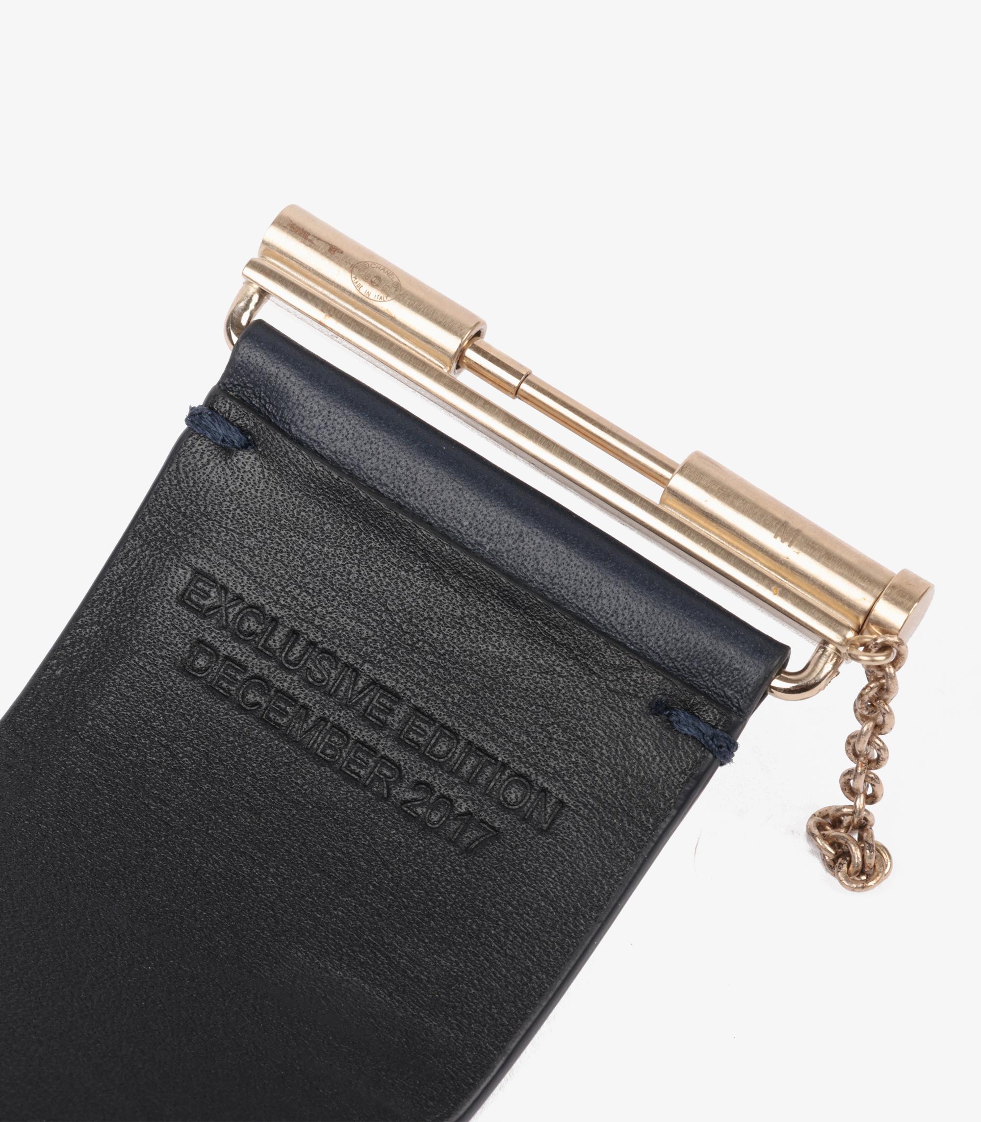 Chanel Gold Tone Navy Lambskin Leather CC Bracelet

Brand- Chanel
Model- Leather CC Bracelet
Product Type- Bracelet
Serial Number- 20**
Material(s)- Gold Tone Metal

Gemstone Quantity- 58.6g
Bracelet Length- 18.5cm
Bracelet Width- 3.8mm
Total