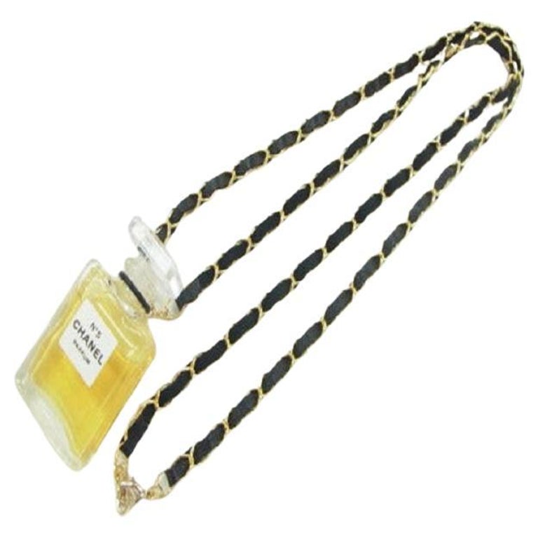Chanel GoldTone No.5 Perfume Bottle Charm Necklace For Sale at 1stDibs