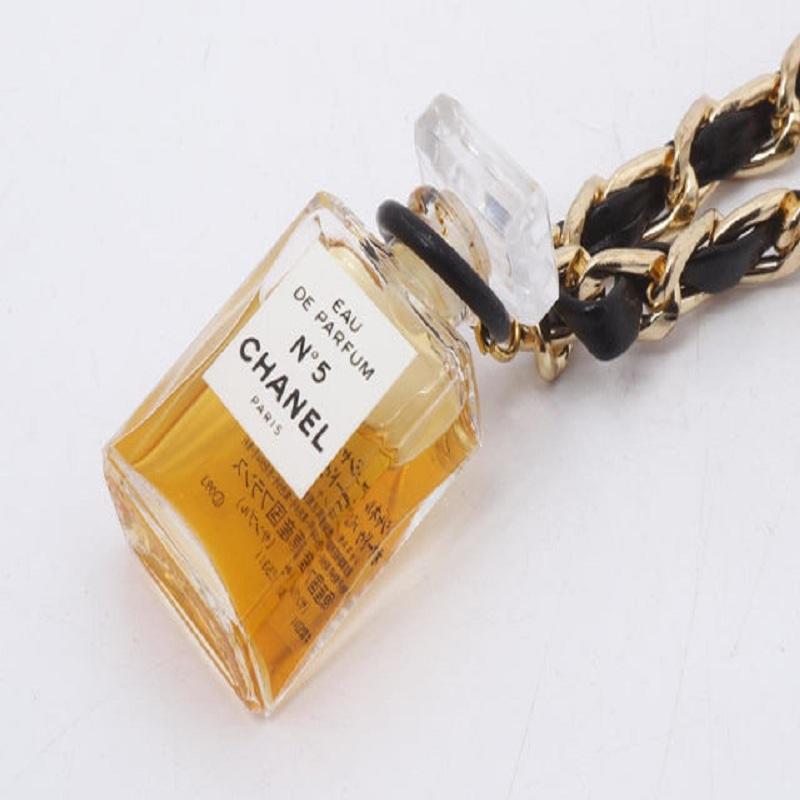 Chanel Gold-tone Perfume Bottle Charm Necklace In Good Condition In Irvine, CA