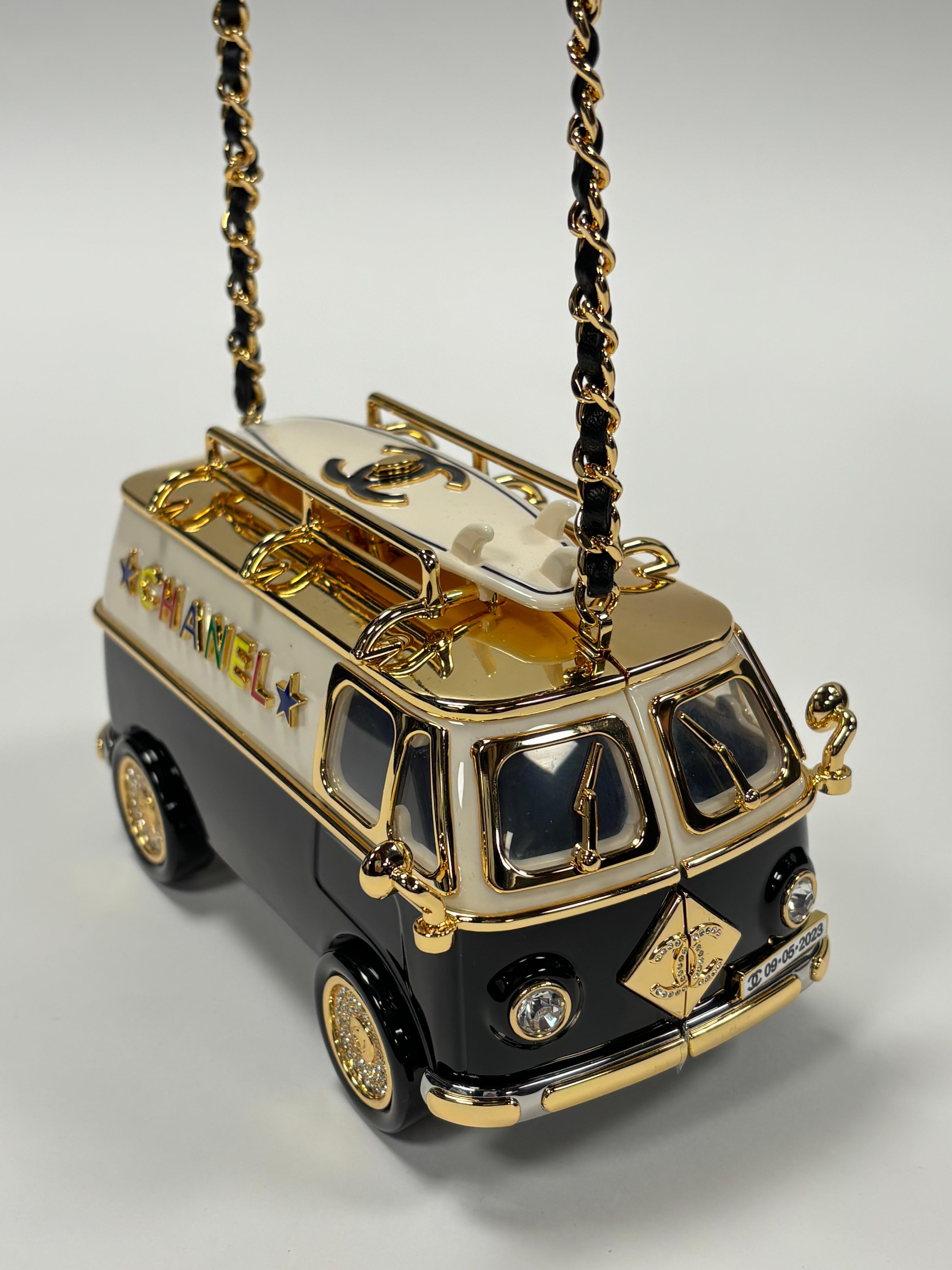 Black Chanel Gold-tone Plexi Enamel Stras Mini Van Minaudiere For Sale