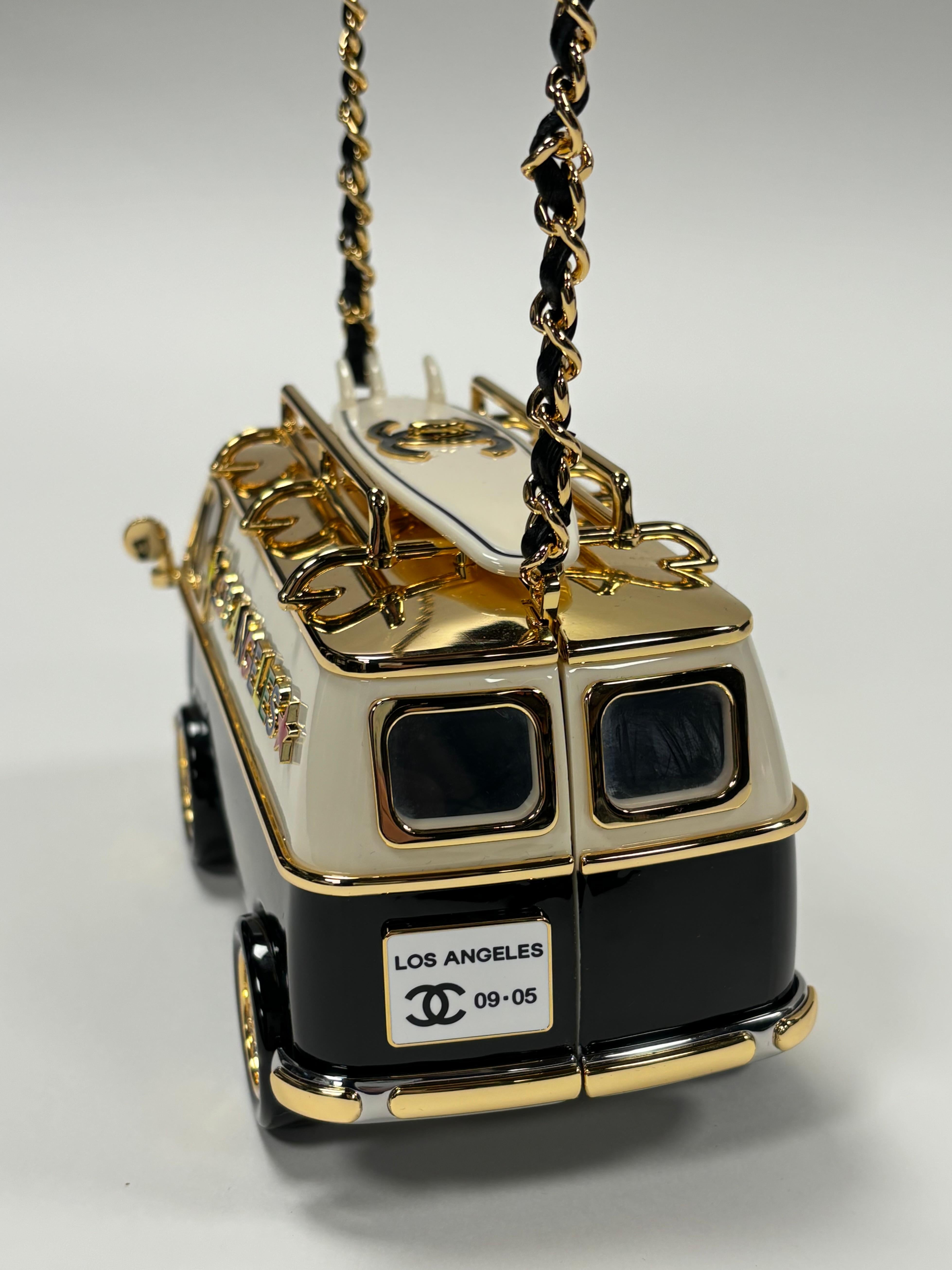 Chanel Gold-tone Plexi Enamel Stras Mini Van Minaudiere In Excellent Condition For Sale In Montreal, Quebec