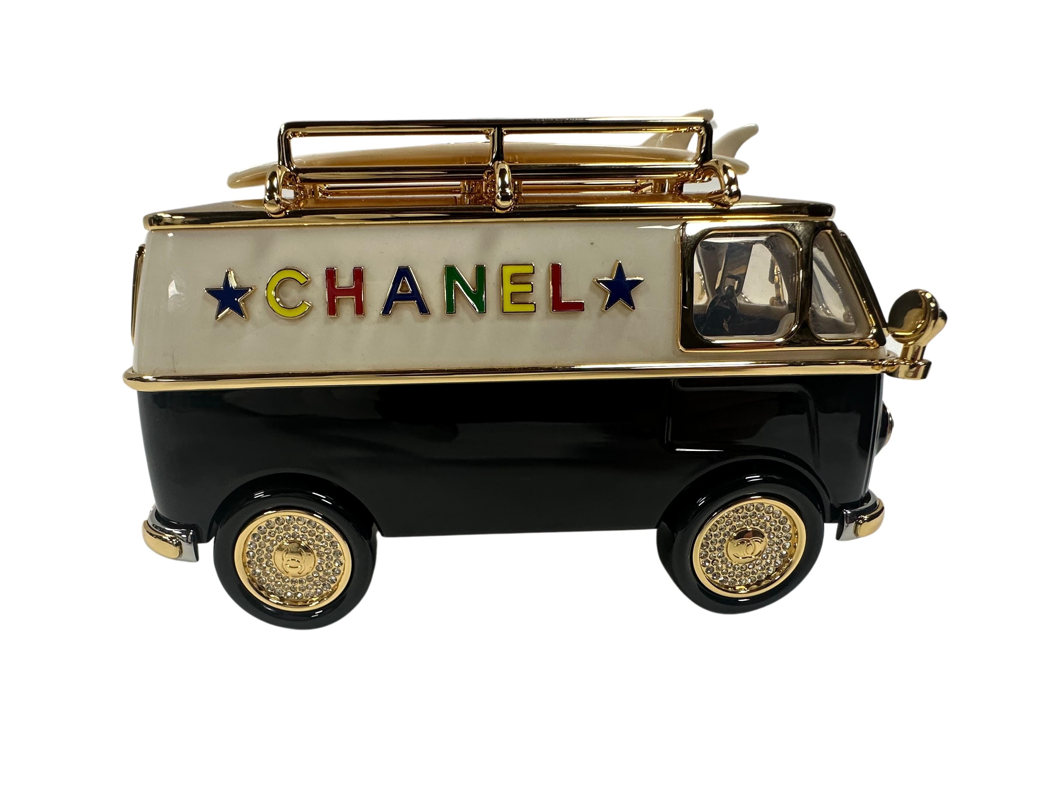 Chanel Gold-tone Plexi Enamel Stras Mini Van Minaudiere For Sale 3