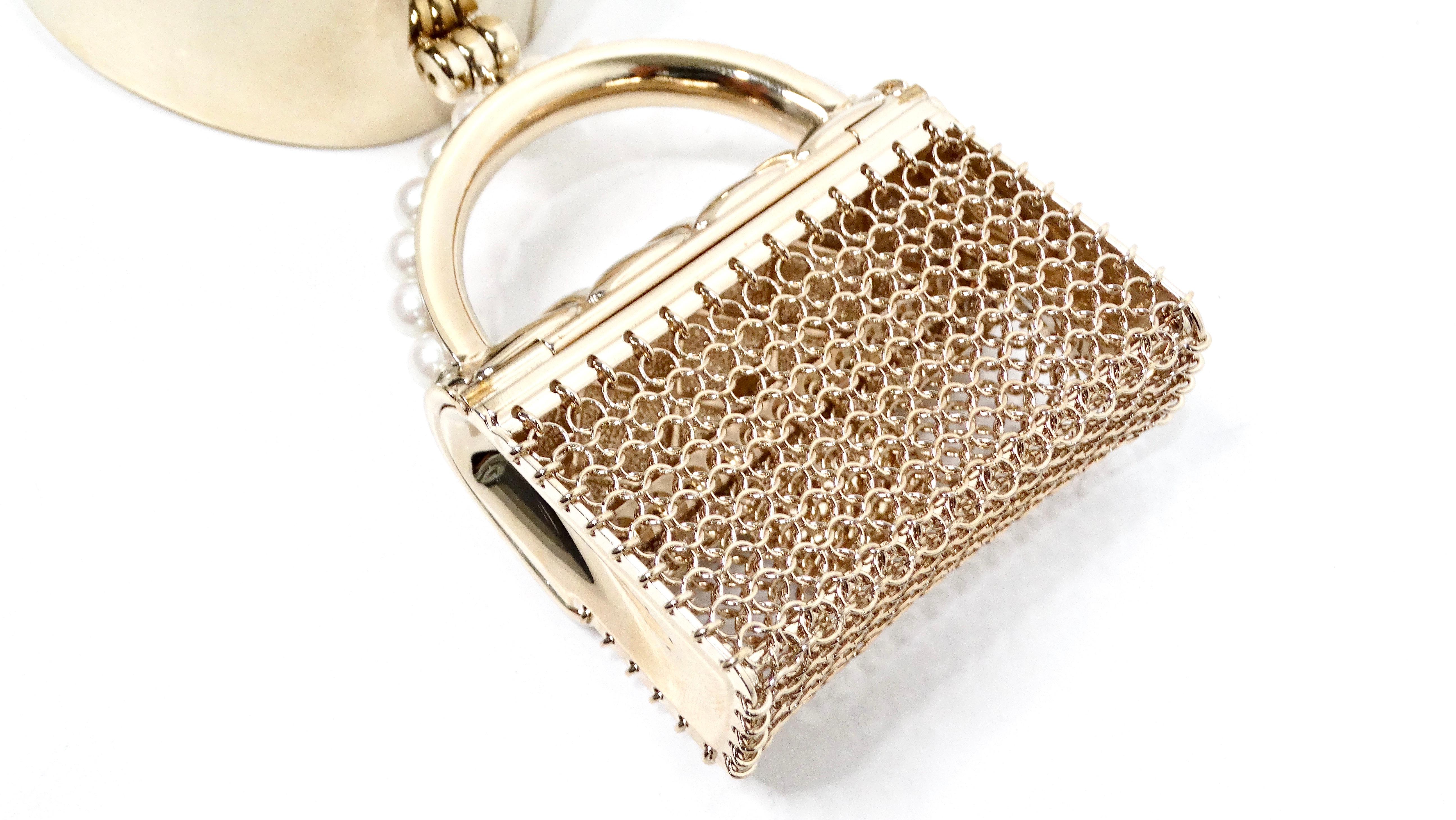 Chanel Gold-Tone Purse Charm Cuff Bracelet 2021 For Sale 3